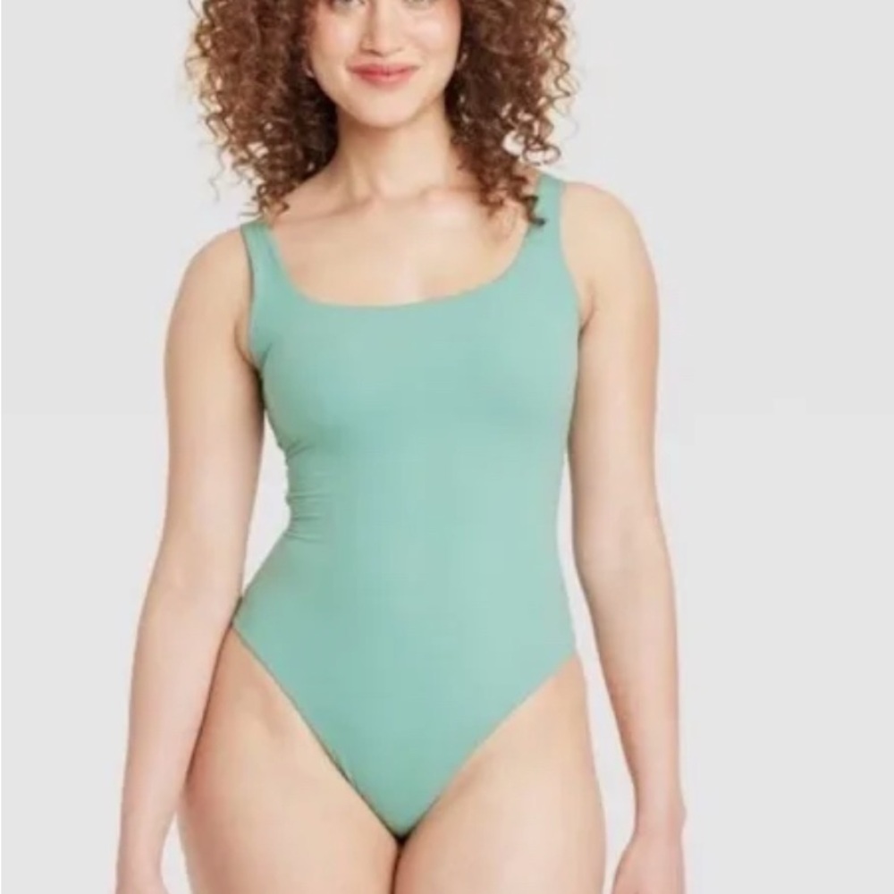 Auden Green Bodysuit with Scoop Neckline